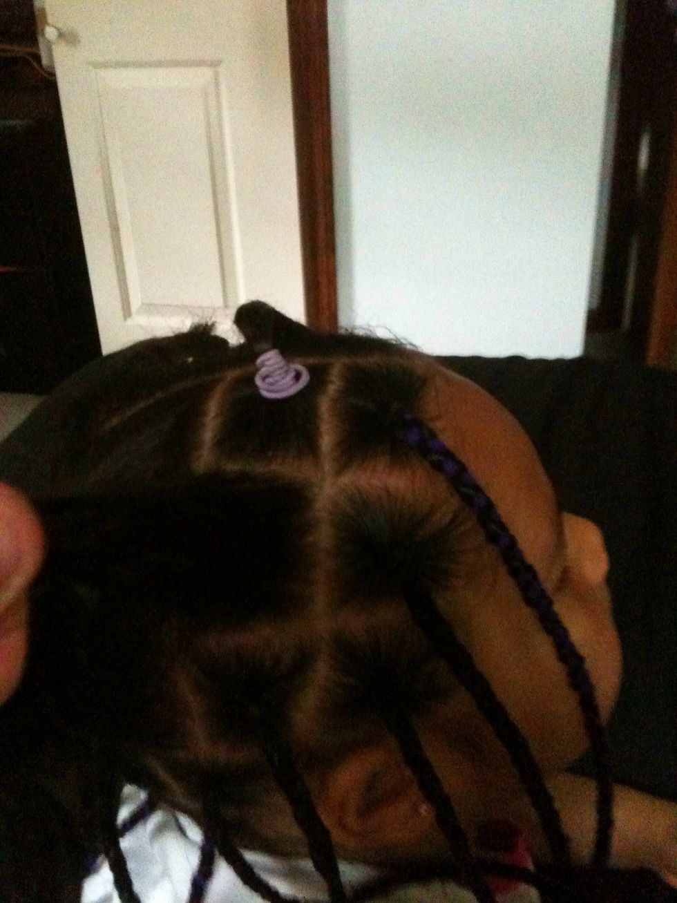 Get your part ready and do length of hair with Shea butter to keep it moisturized then use the molding creme at the base of the braid to hold the yarn in place