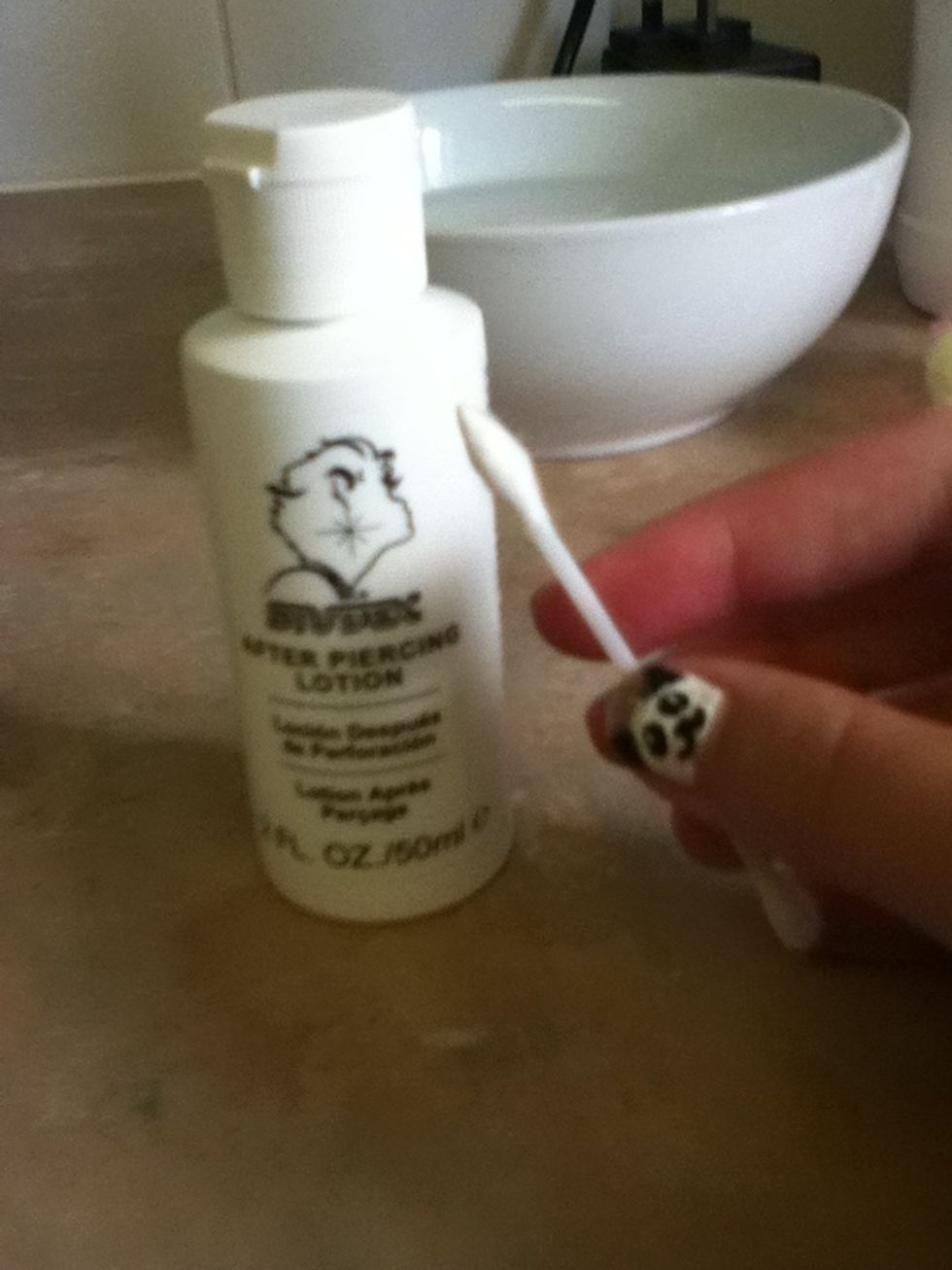 Get your piercing lotion, this step is optional
