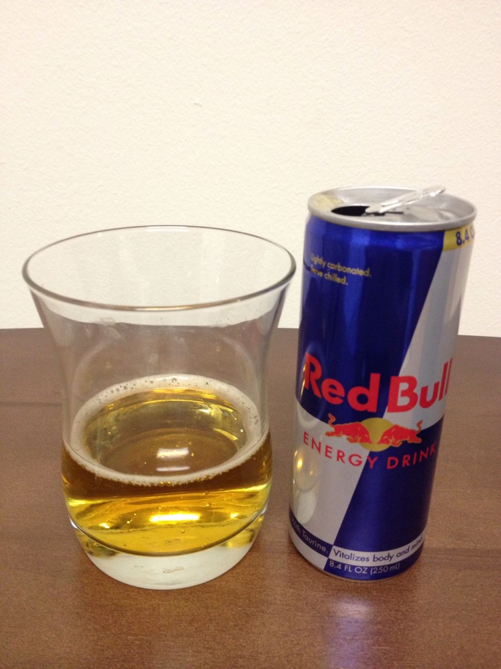 Get your Rocks/Lowball Glass and pour about 4-5 ounces of Red Bull.
