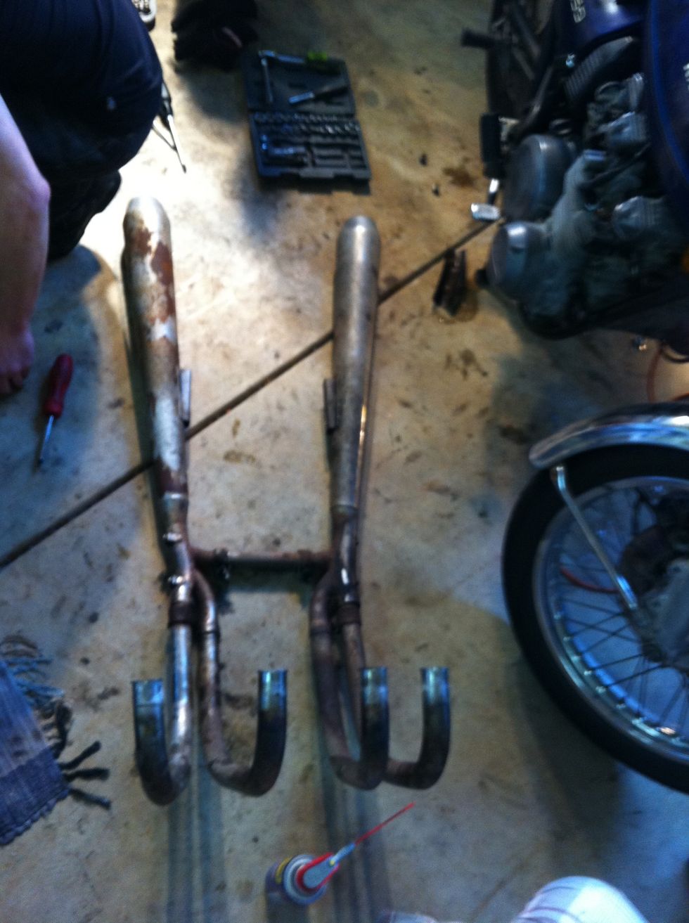 Get your rusty parts ready! In my case, an old exhaust off my motorcycle