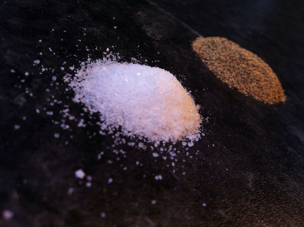 Get your Salt & Pepper.. Be generous with the Salt, first time I did this I thought I used way too much salt but it turned out perfect..