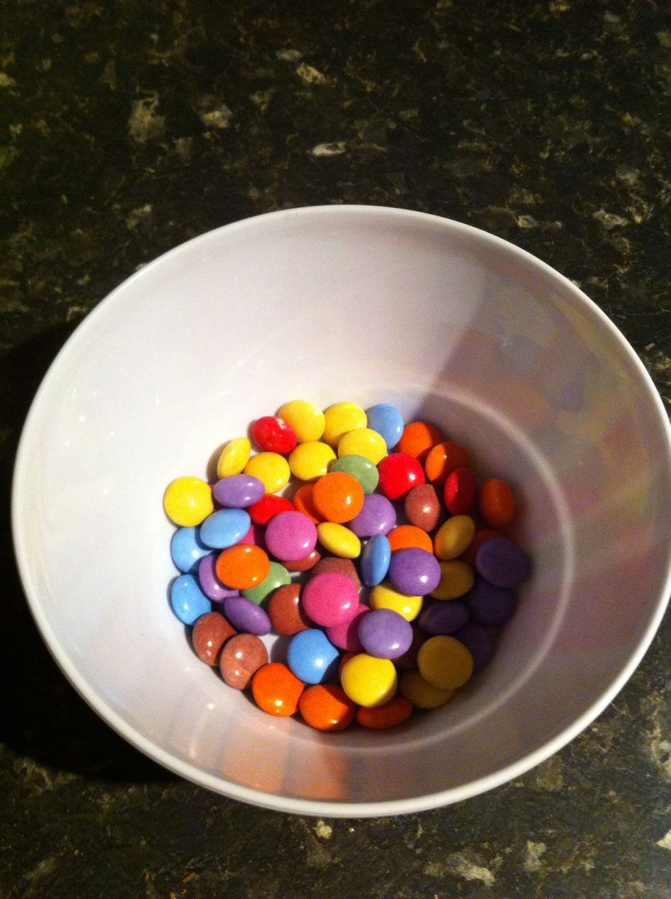 Get your smarties ready in a bowl