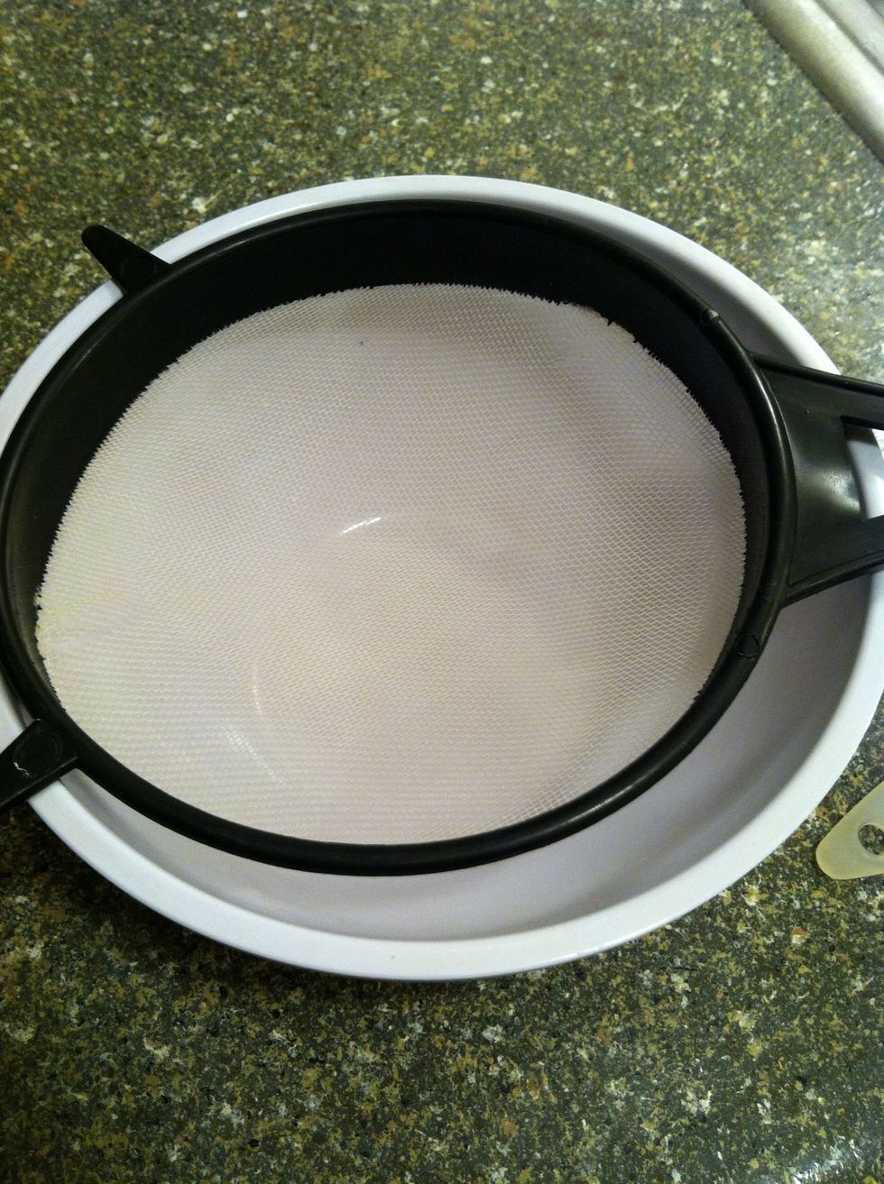 Get your strainer and a bowl.