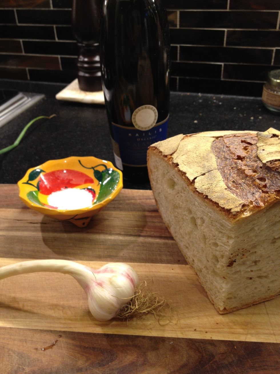 Get your stuff together. You just need a small pinch of the bread for the sauce