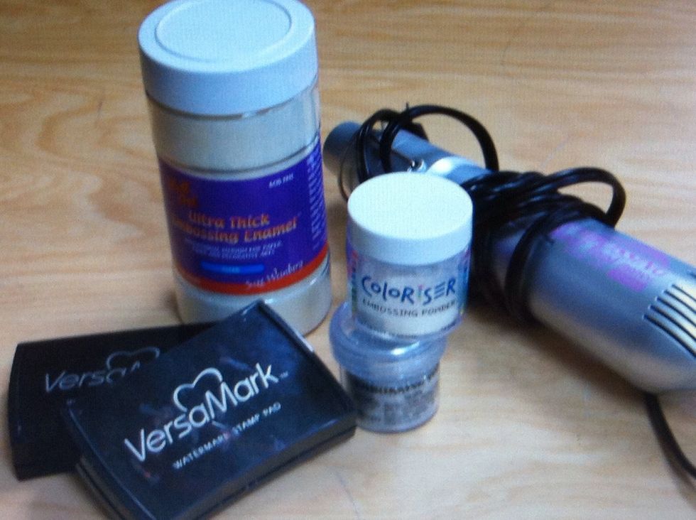 Get your supplies ready. I used ultra thick clear embossing enamel  as well as silver.