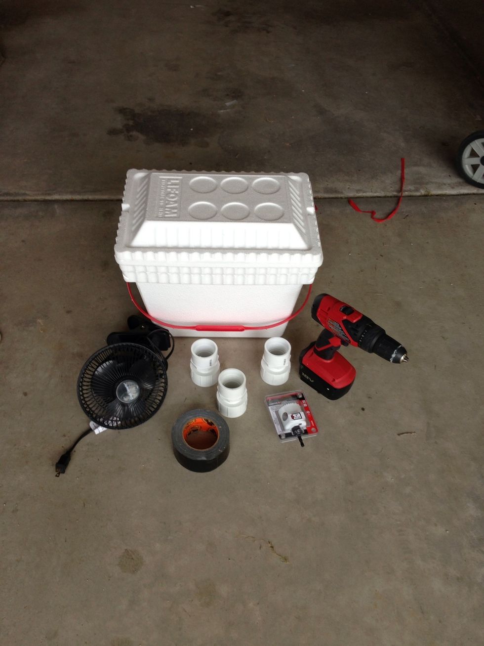 Get your supplies together (drill is optional as you can easily cut the styrofoam with a knife