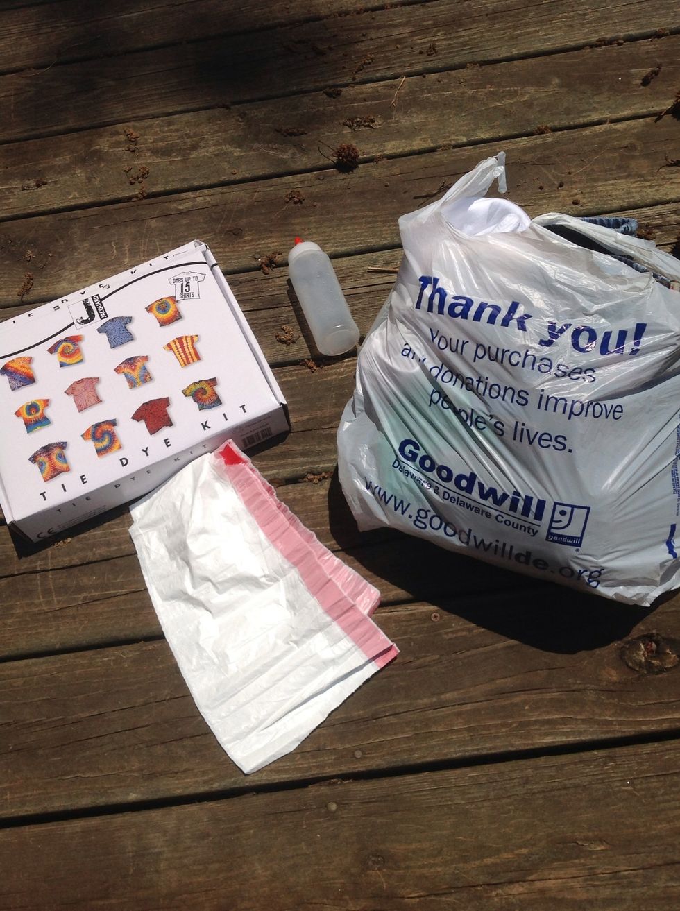 Get your supplies together, I just got some cheap t-shirts from my local thrift shop.