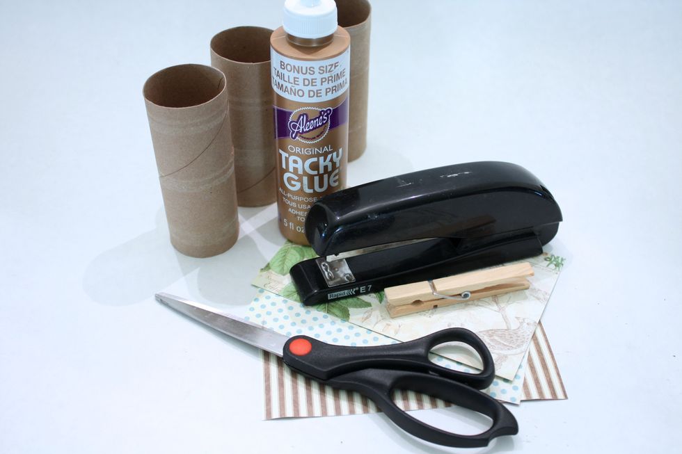 Get your supplies together. My hubby and I just pop all of our empty T.P. rolls into a little box under our cabinet so I always have a supply for my crafts