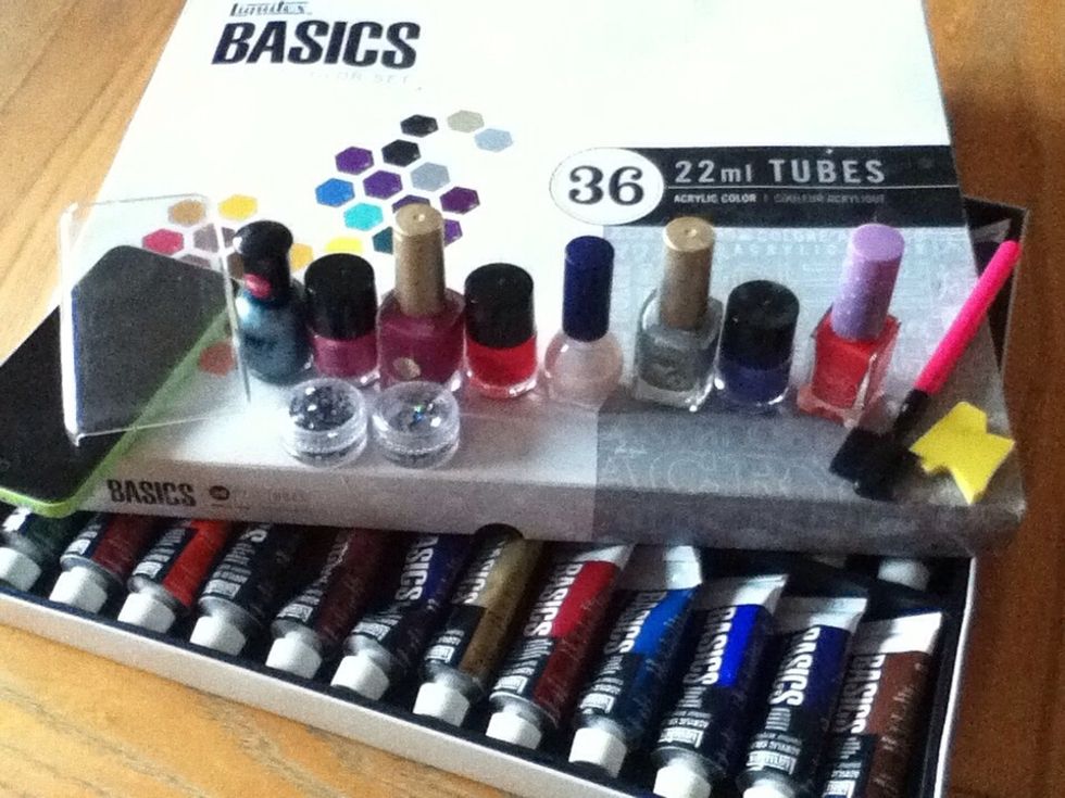 Get your supplies! Use whatever colour paint/nail polish you can find!