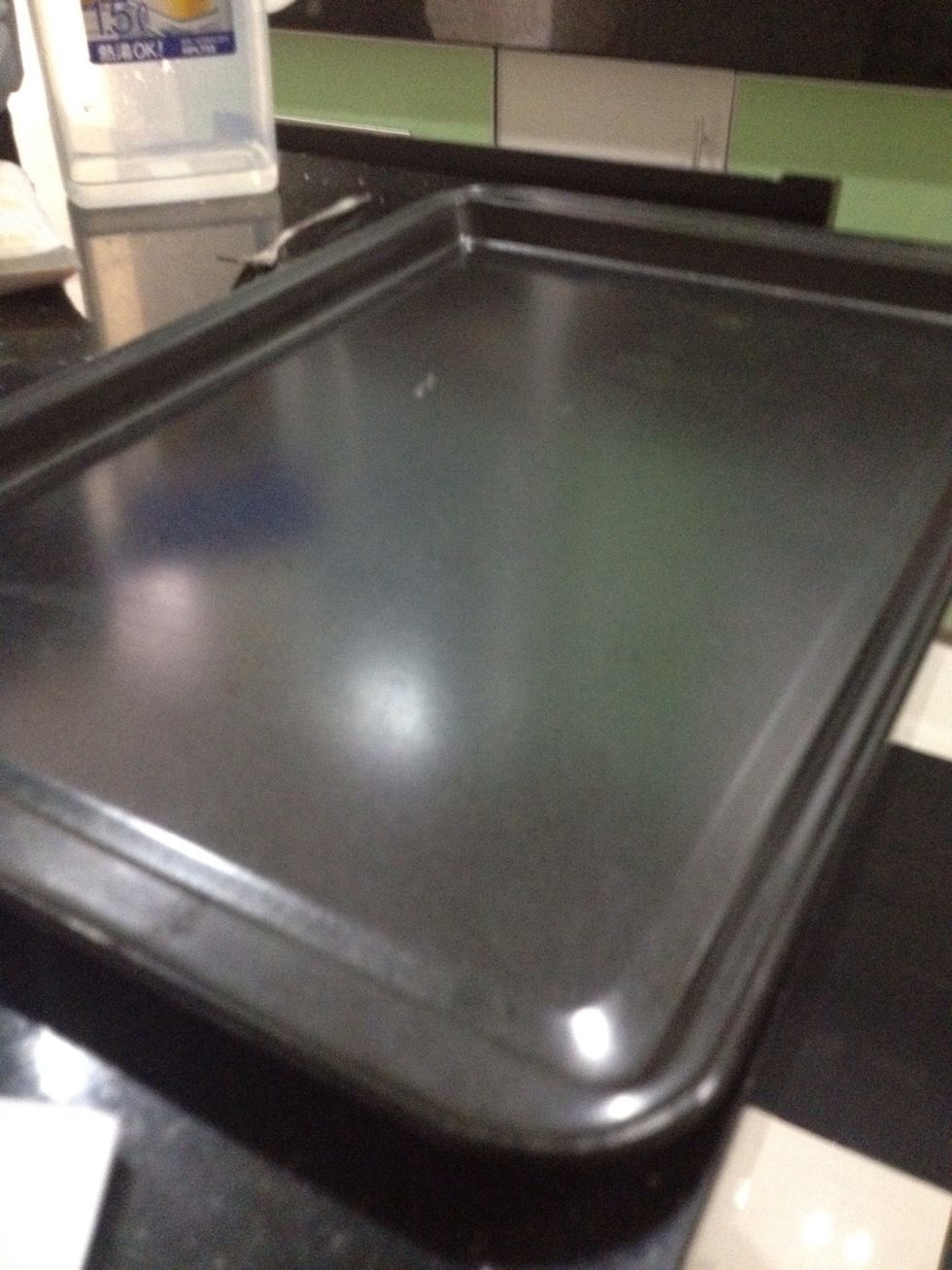 Get your Swiss roll pan ready. Or just any flat surfaced baking pan with a slight hide side.