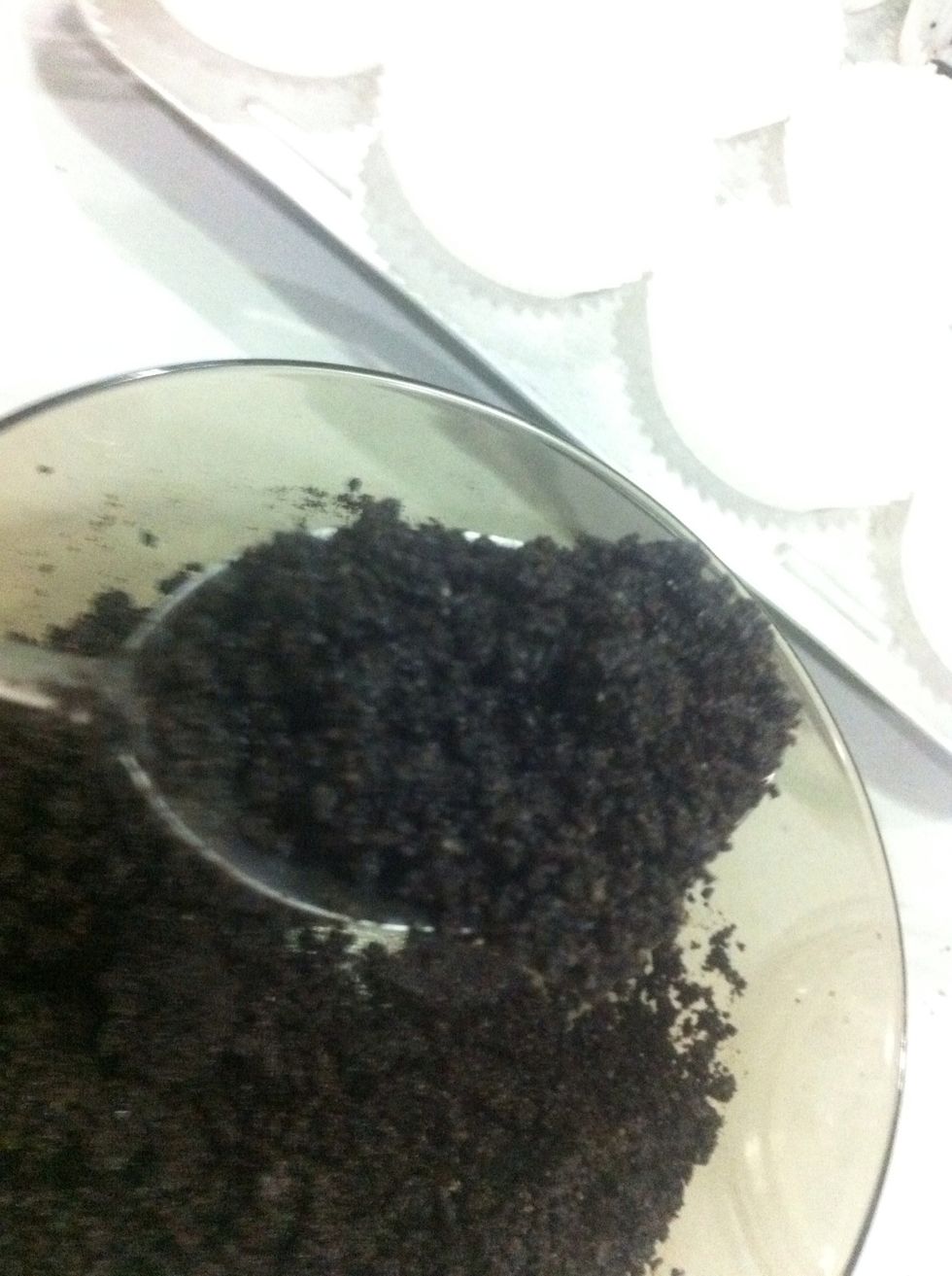 Get your tablespoon and scoop 1 tablespoon of your prepared crust