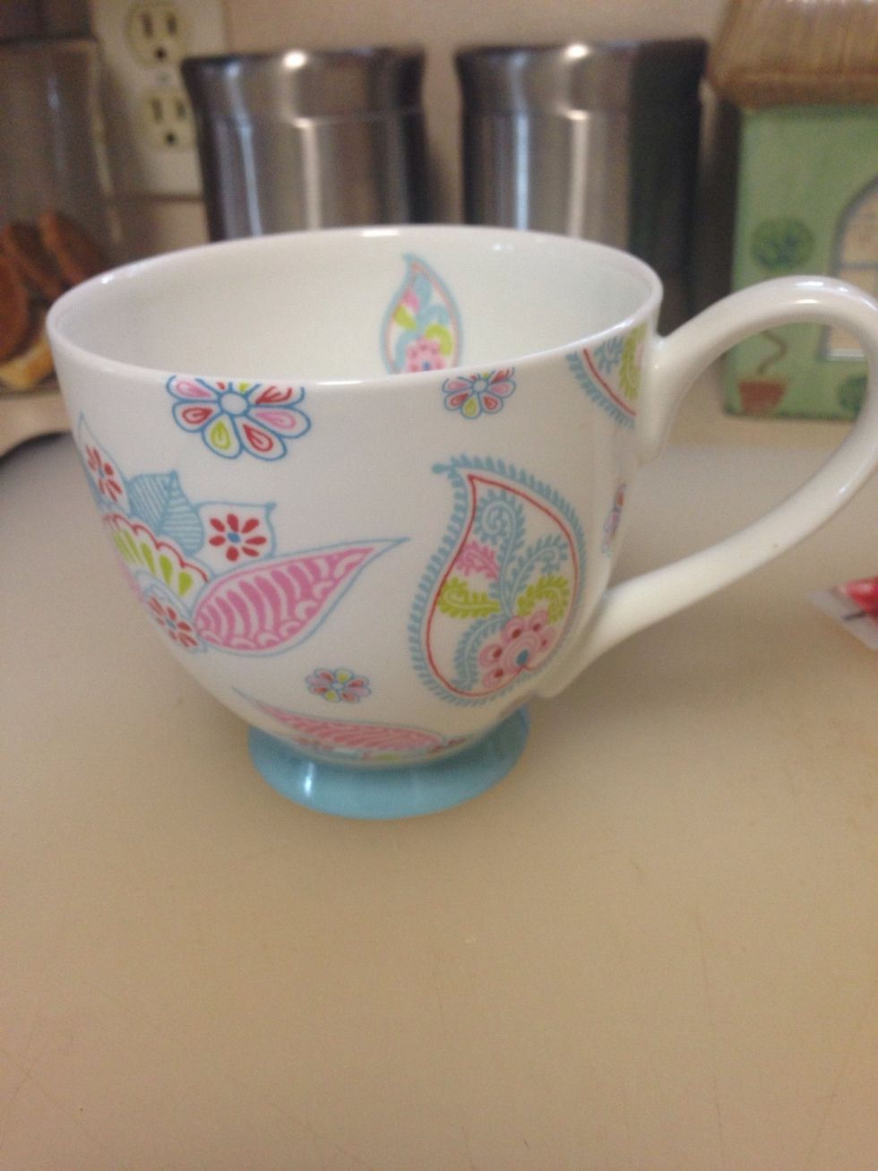 Get your tea cup and fill it with a little more than half way with  water