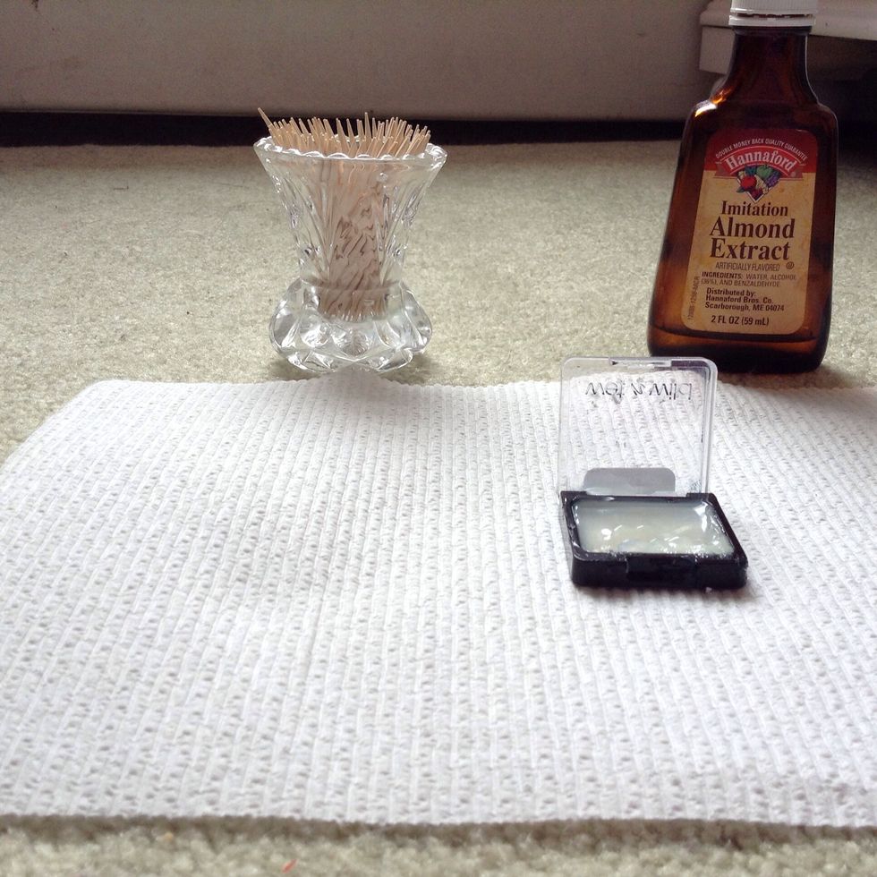 Get your vanilla or almond extract and your toothpicks