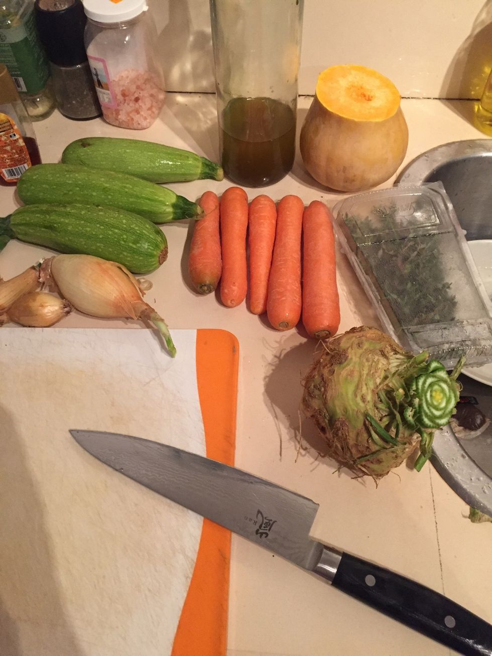 Get your vegetables peeled and start chopping