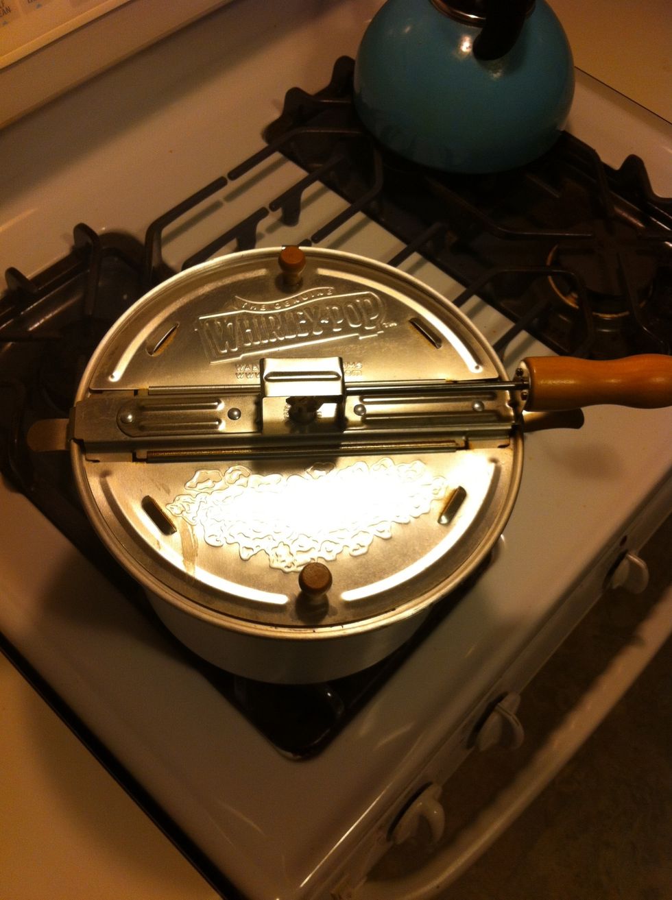 Get your Whirley Pop popcorn popper ready. *Disclaimer: over time, this method will season the inside of your popper. You may not want to use this method if you also make popcorn in your popper.
