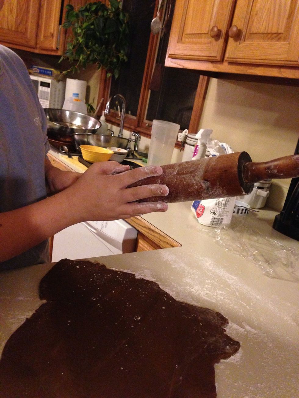 Gets sticky so use a lot of flour on the rolling pin
