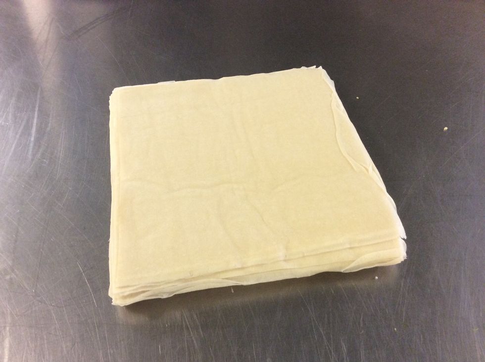 Getting the spring roll pastry sheets ready