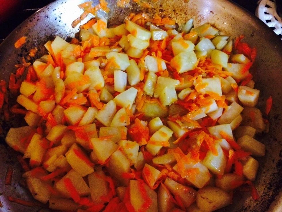 Give her a shake and she's mixed up. Cook till soft.