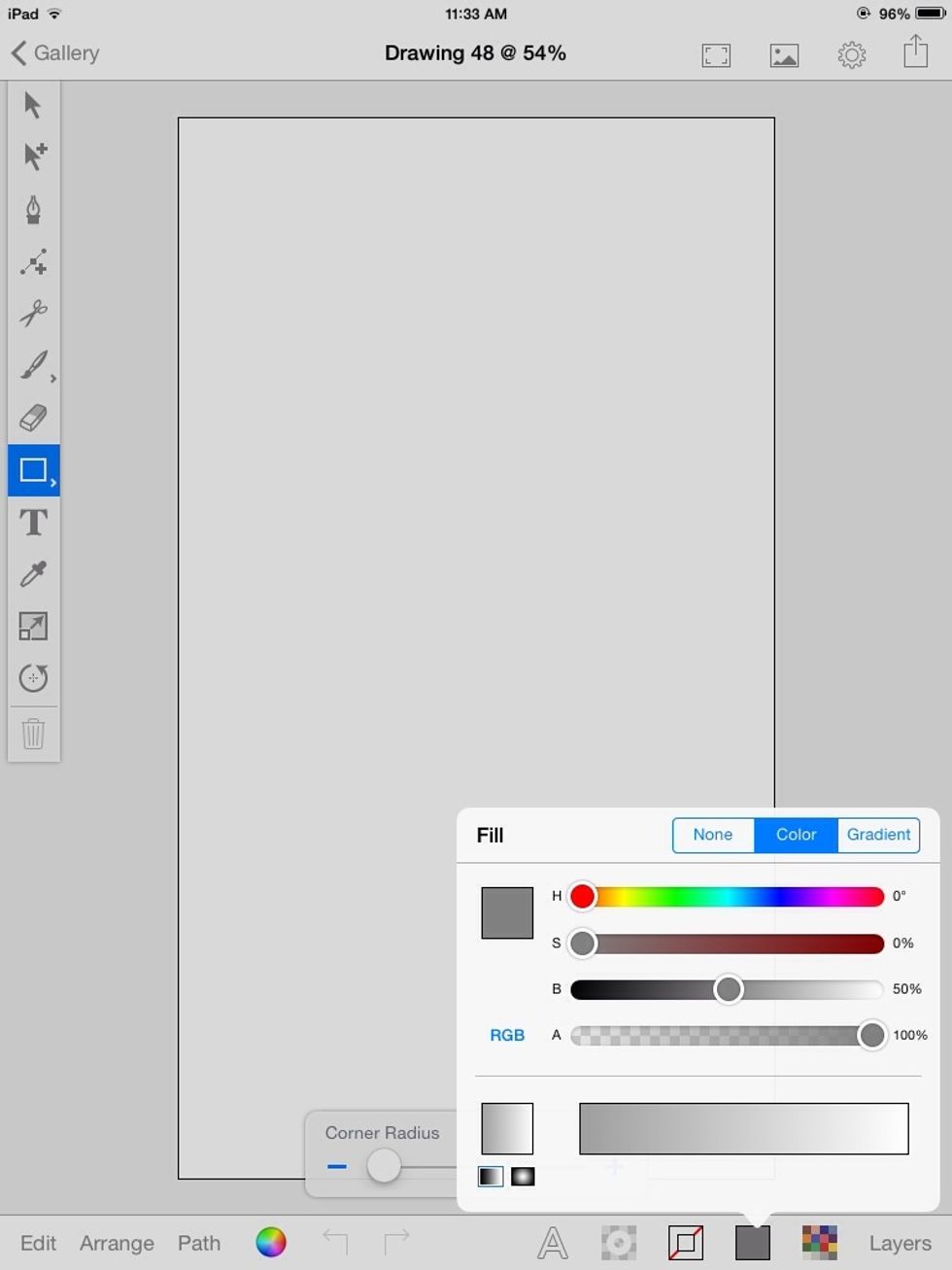 Give it a fill color at 50% brightness. Make sure it has no stroke.