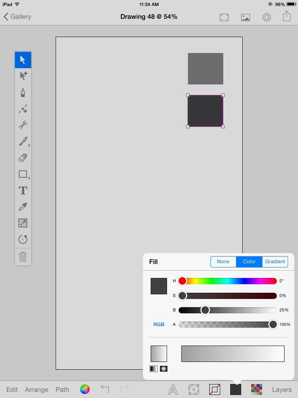 Give it a fill of 25% brightness.