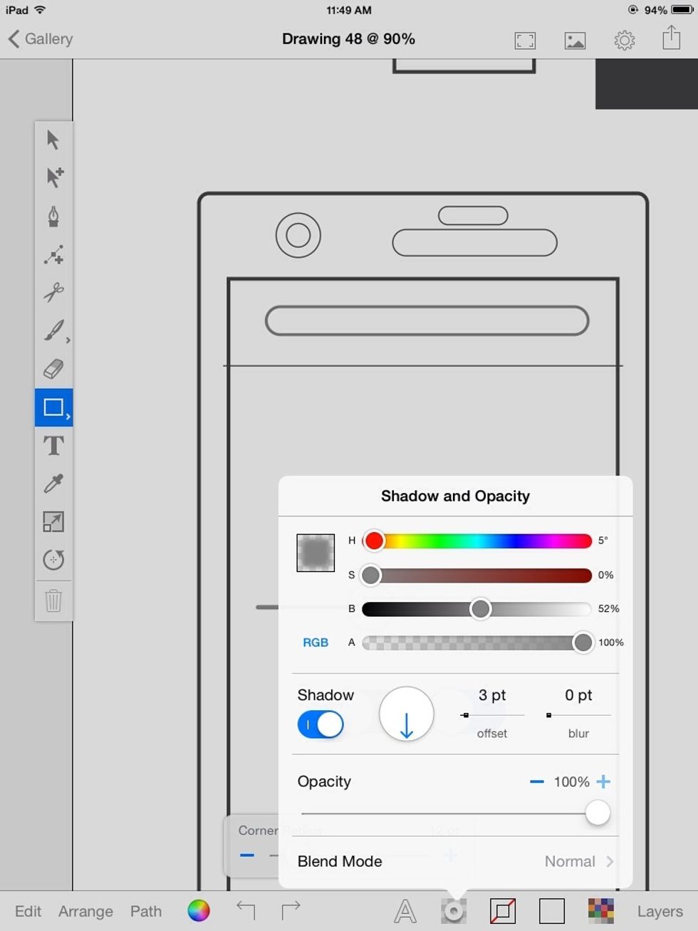 Give it a shadow facing straight down. Turn the blur to 0, and give it 50% brightness.