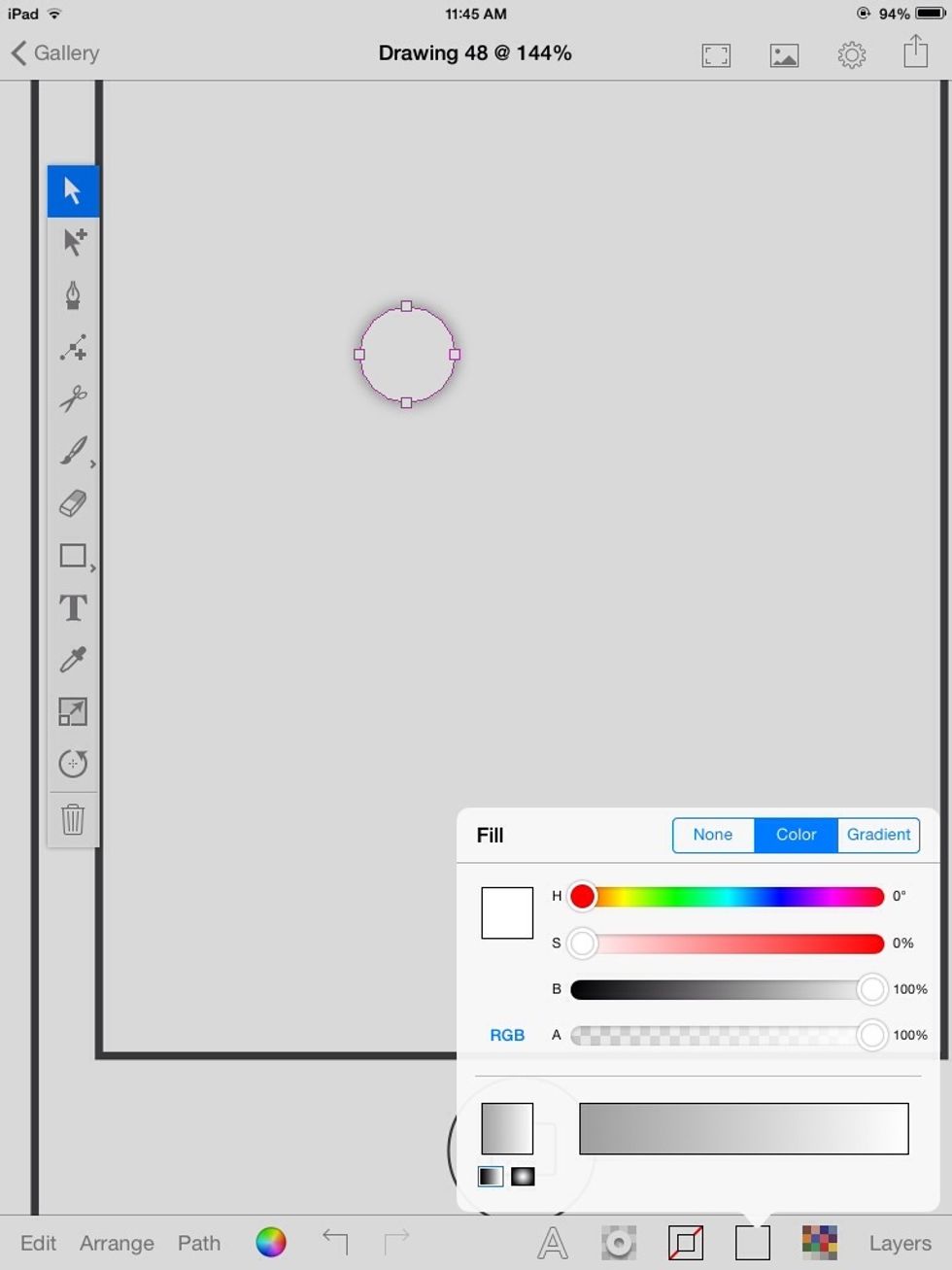 Give it a solid white fill (100% brightness).