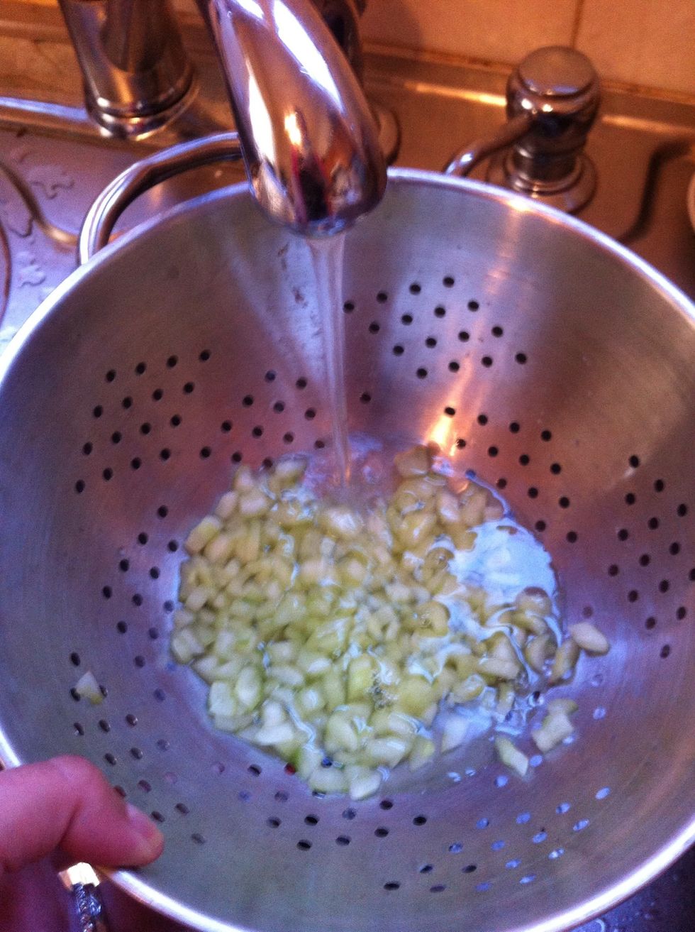 give the cucumbers a rinse to get the salt off. and then dry them off with a kitchen towel.