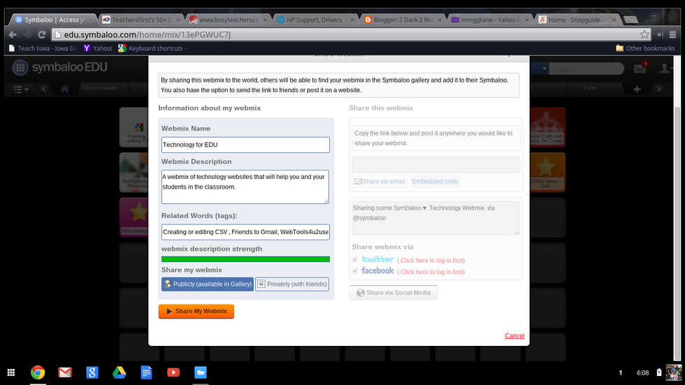 Give the webmix a name and description and tags if you like Choose if you would like to share it publicly or privately