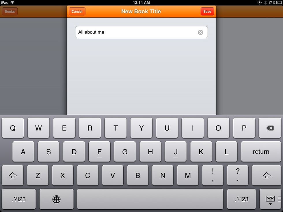 Give your book a title and click Save.