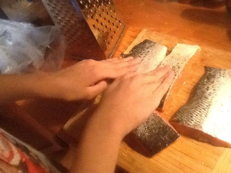 Give your fish a thorough massage of olive oil, salt and pepper and lemon zest.