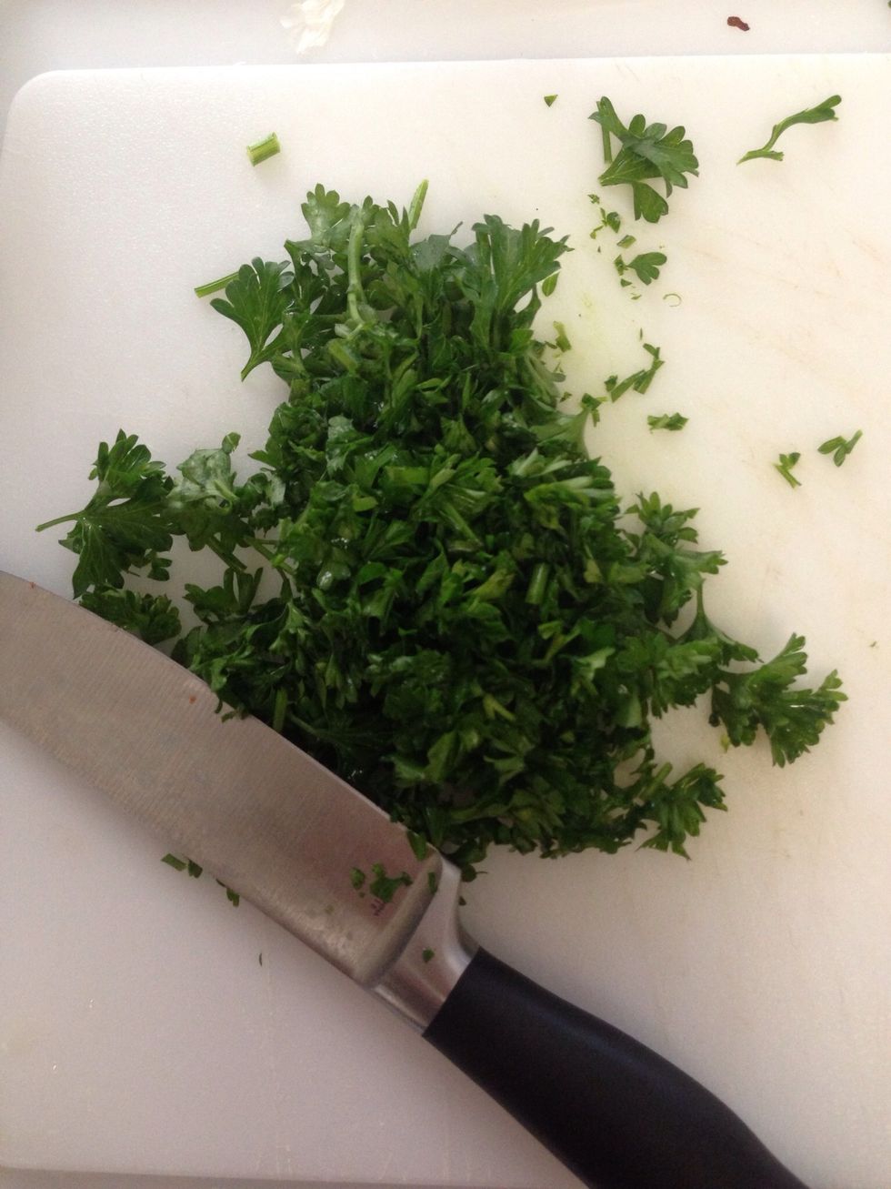 Give your fresh Italian Parsley a rough chop.