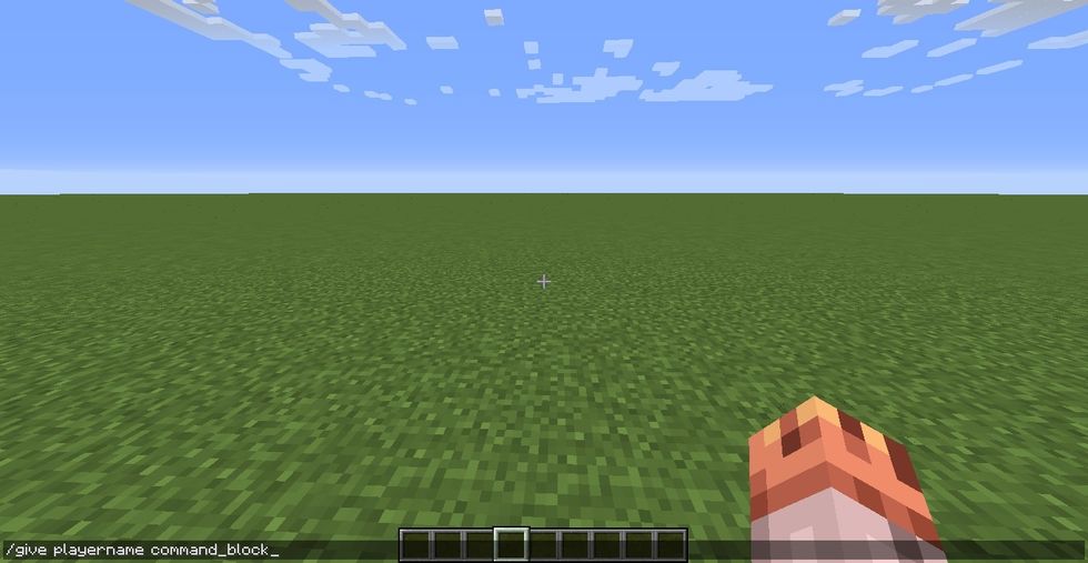 Give yourself a command block in Minecraft. This can be done by doing /give *playername* command_block, where *playername* is your Minecraft username.
