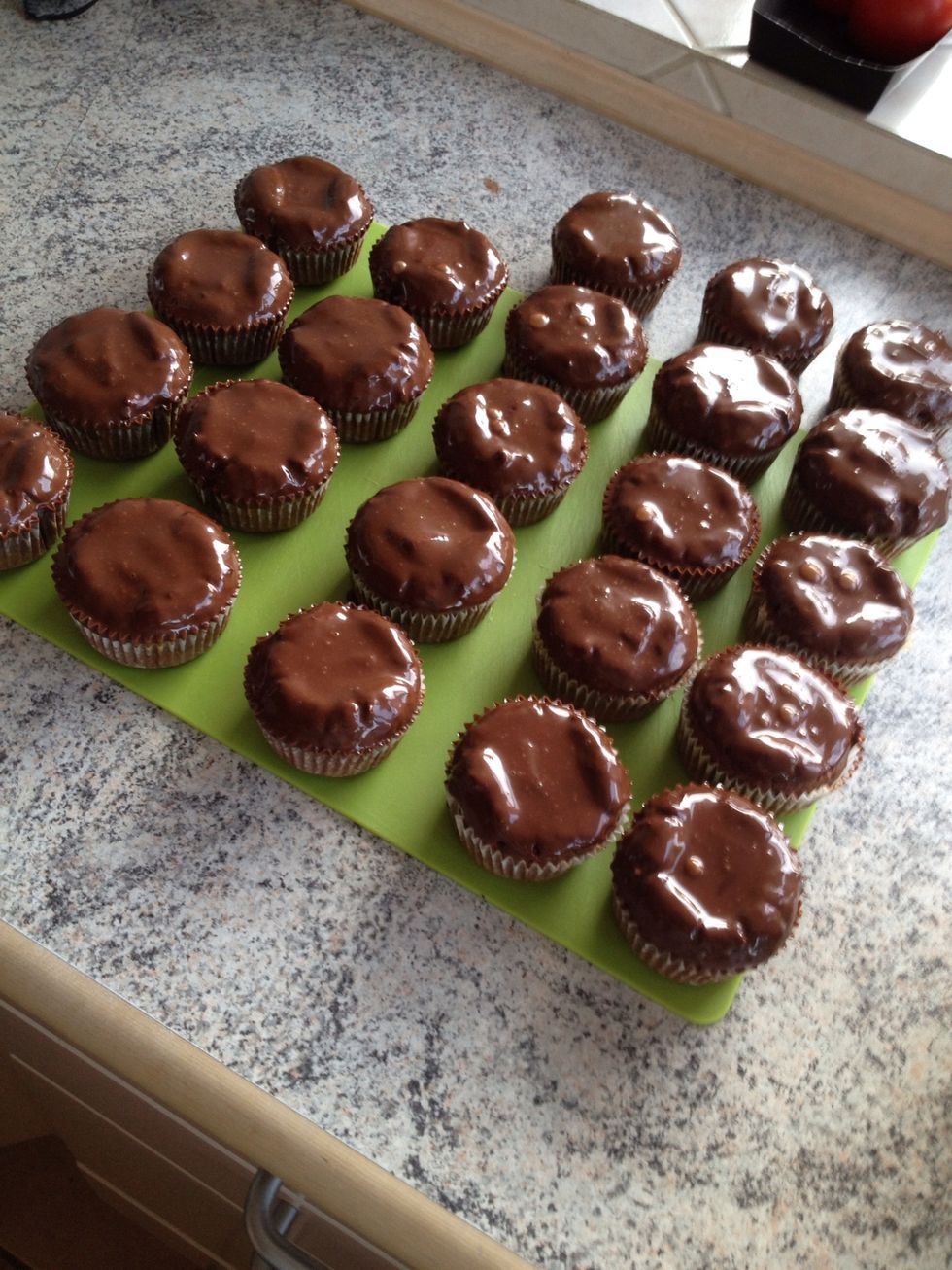 Glaze the cupcakes