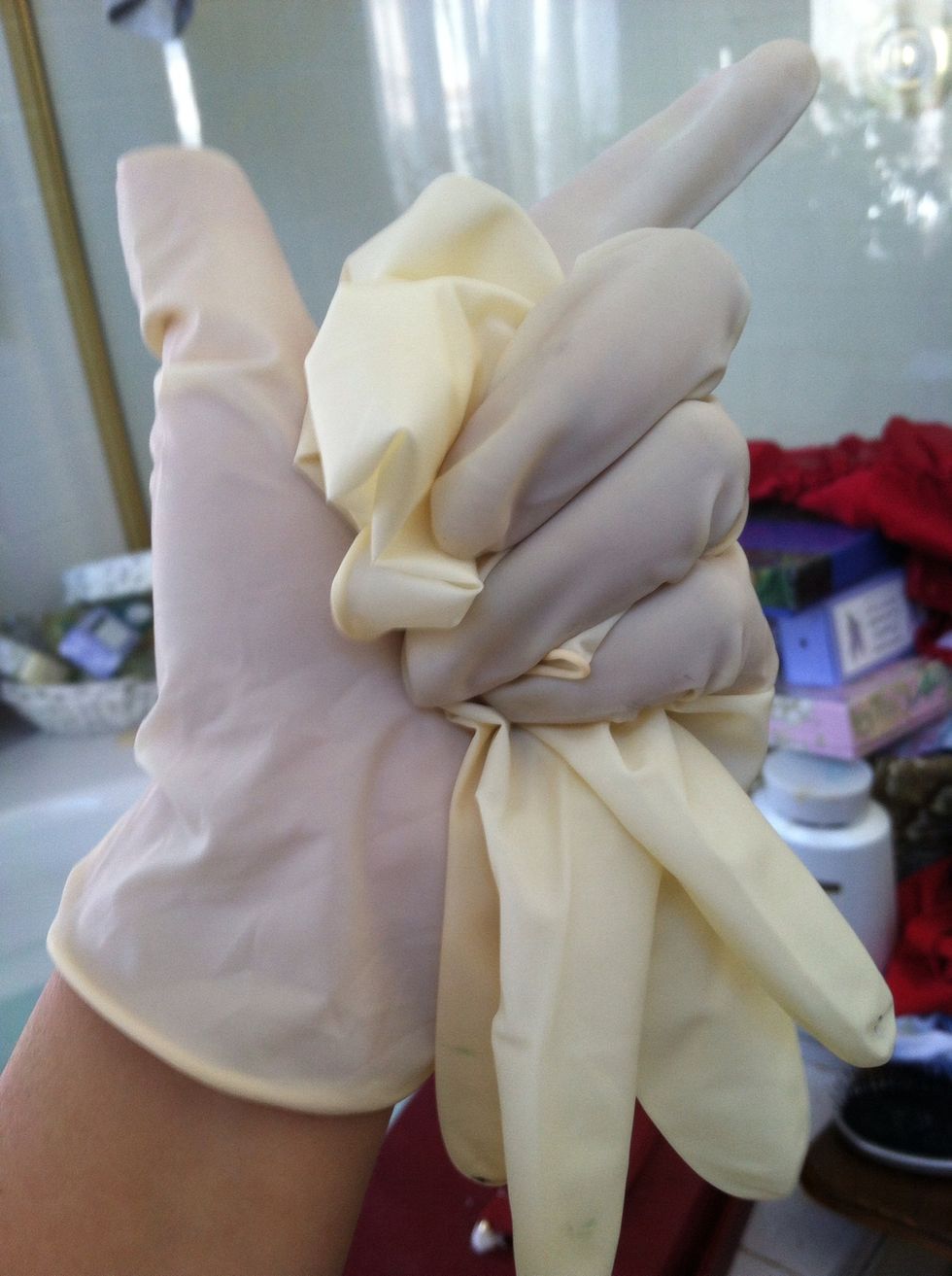 Gloves! You're handling bleach, don'tcha know?