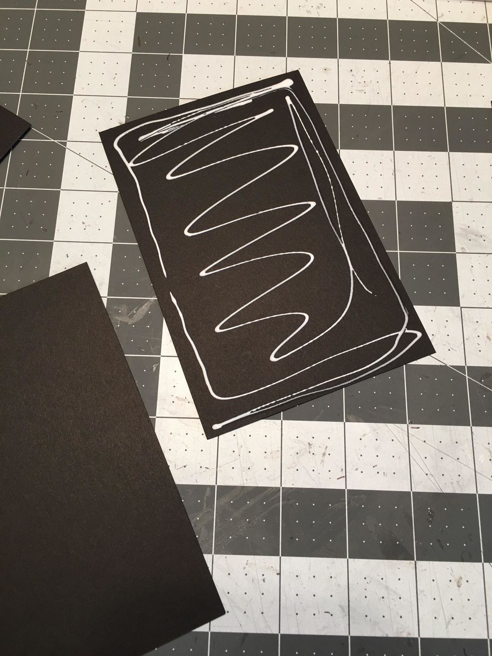 Glue 2 of the same size pieces together to create one thicker piece so you will have 2 each 4" x 6" and 1 each 1 1/2" x 6"