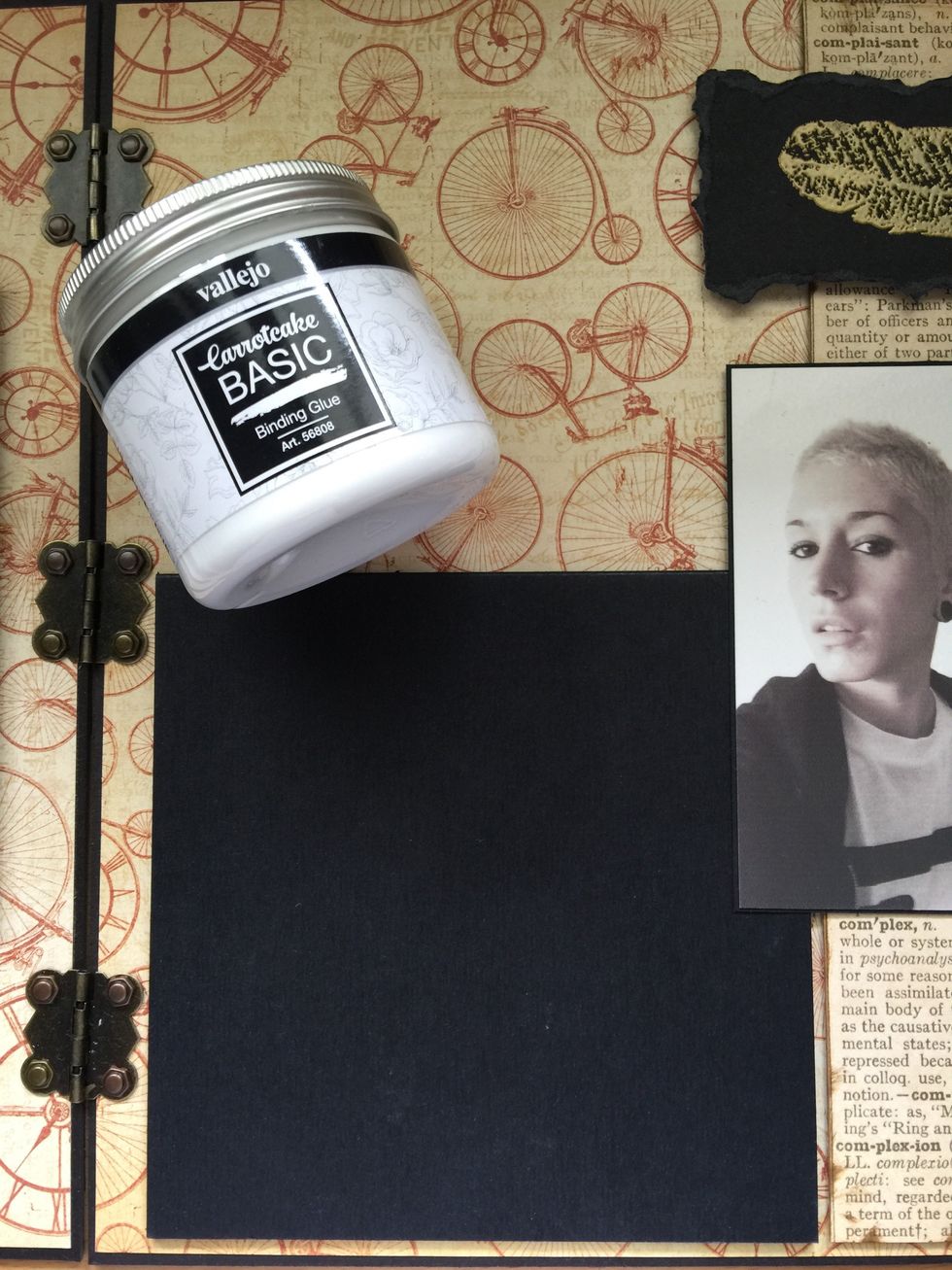 Glue a 6"x6" black cardboard using binding glue, this one is by Carrotcake Basic Vallejo.