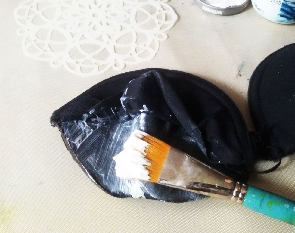 Glue all the layers of bra. Using glue or gel medium