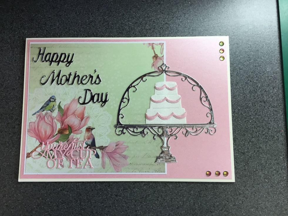 Glue all your die cuts in place, voila you have a finished card.  In this case a Mother\u2019s Day Card.