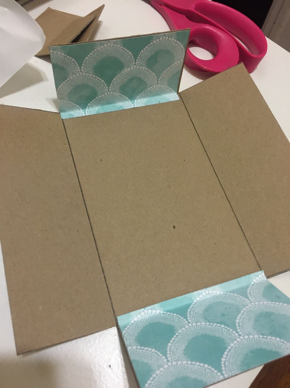 glue down these pieces with white glue, then lay the bigger top over both end and glue down