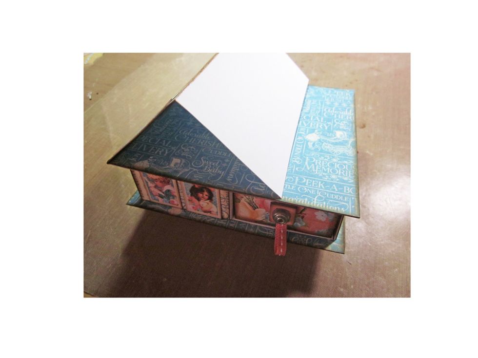 Glue down to the top your easel card and get ready to create the front of your card. Cut a base 4 x 4" piece of decorative paper for the front of your card.