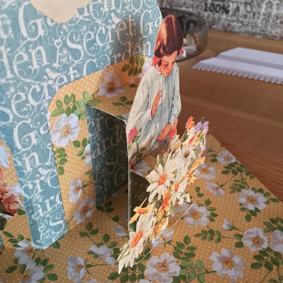 Glue fussy cut piece.