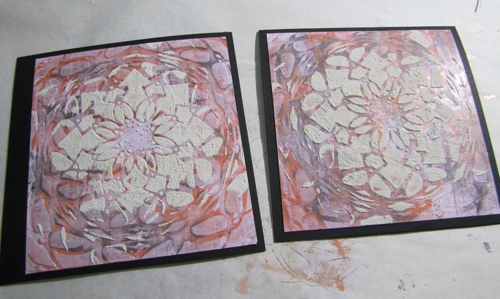 Glue it also on the card base, and we have two similar backgrounds for working.