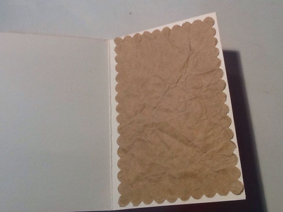 Glue it onto the inside of your card, where you will be writing, on the right side.