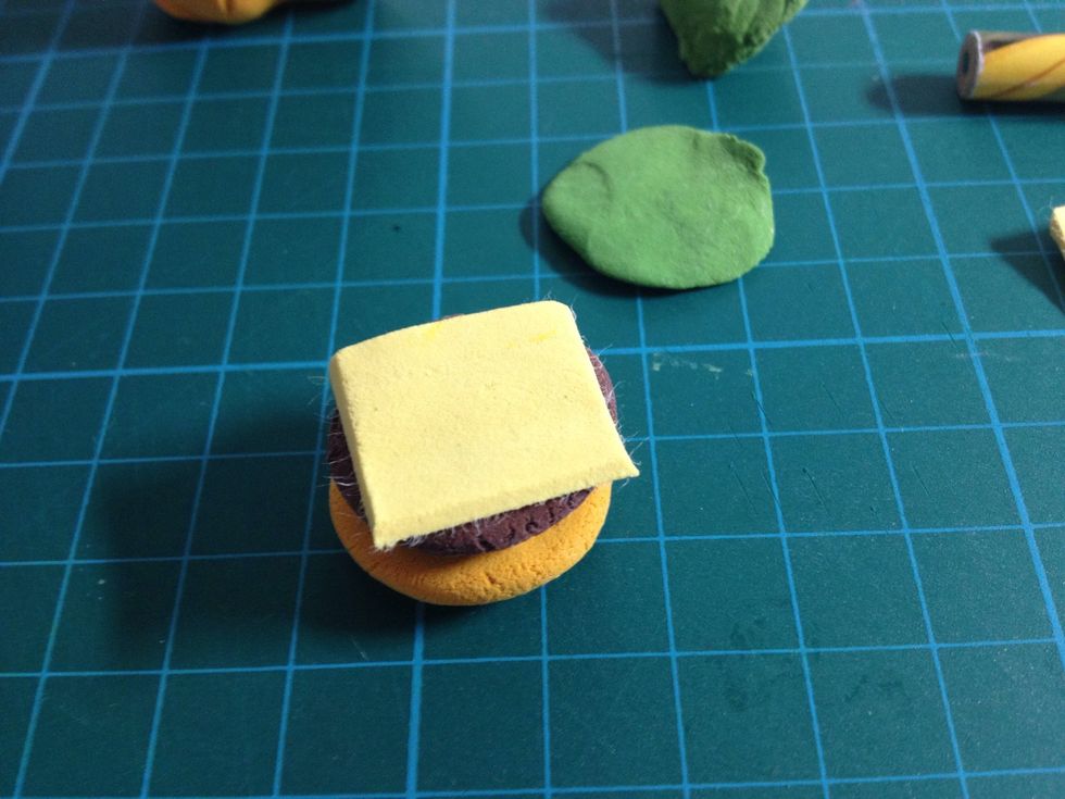 - Glue on the hamburger.