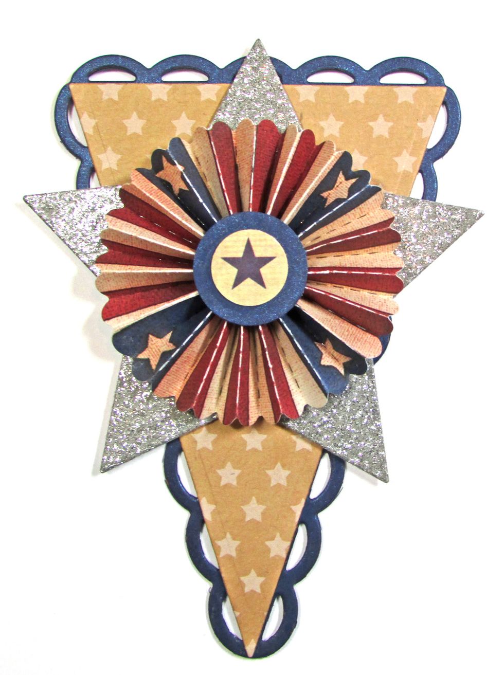 Glue one completed rosette to the center of each star.