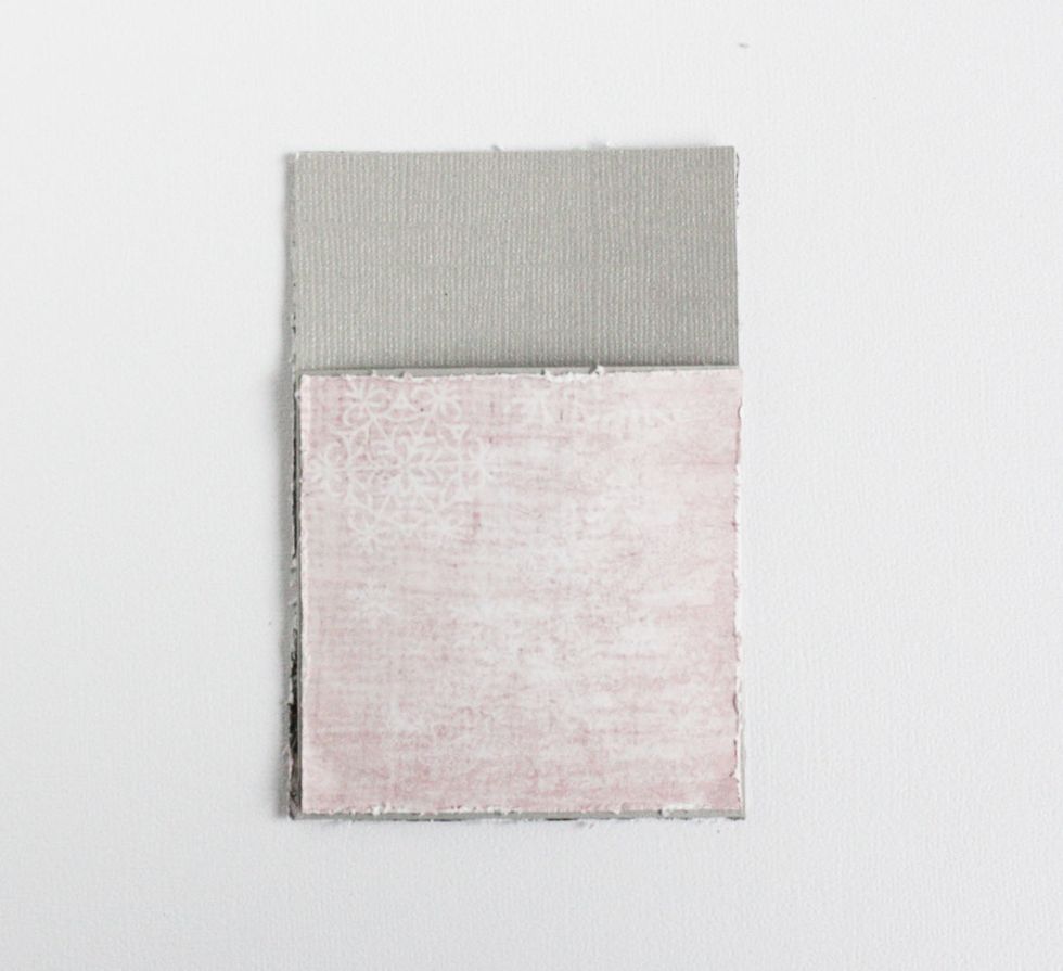 Glue the 3"x3" to the front of the pocket