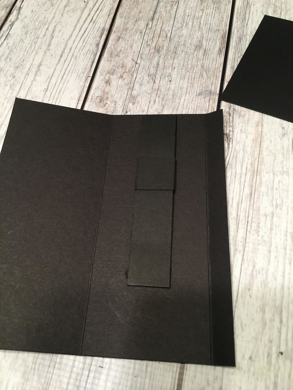 Glue the assembled slider piece into the 6" x 6 1/2" piece as shown. Be sure to fold and burnish the score lines.