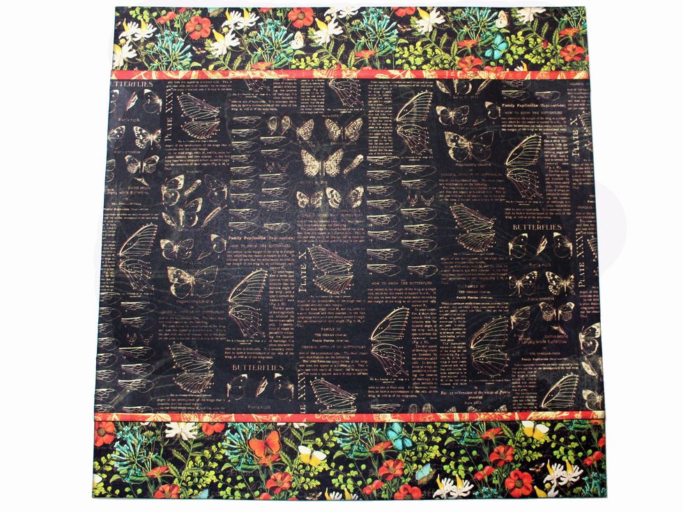 Glue the black Plant Kingdom so that it is centered top to bottom and overlapping both Wildflower Bouquet pieces as shown.