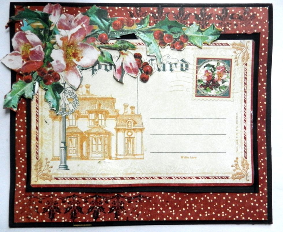 Glue the cut out of flowers on the card.