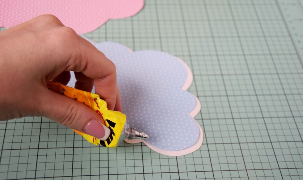 Glue the details (blue and pink) to the cardstock
